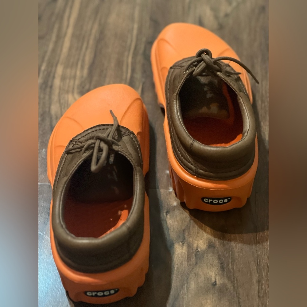 CROCS women Vibrant Orange and Brown Sneakers